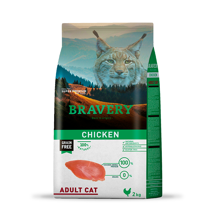 Bravery ברייברי - עוף ללא דגנים וגלוטן - היפואלרגני - לחתולים בוגרים