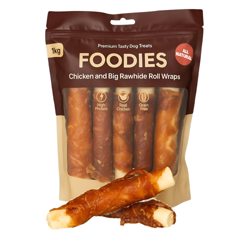 פודיז מארז עצמות עור בקר מצופה בשר עוף 1 ק"ג FOODIES