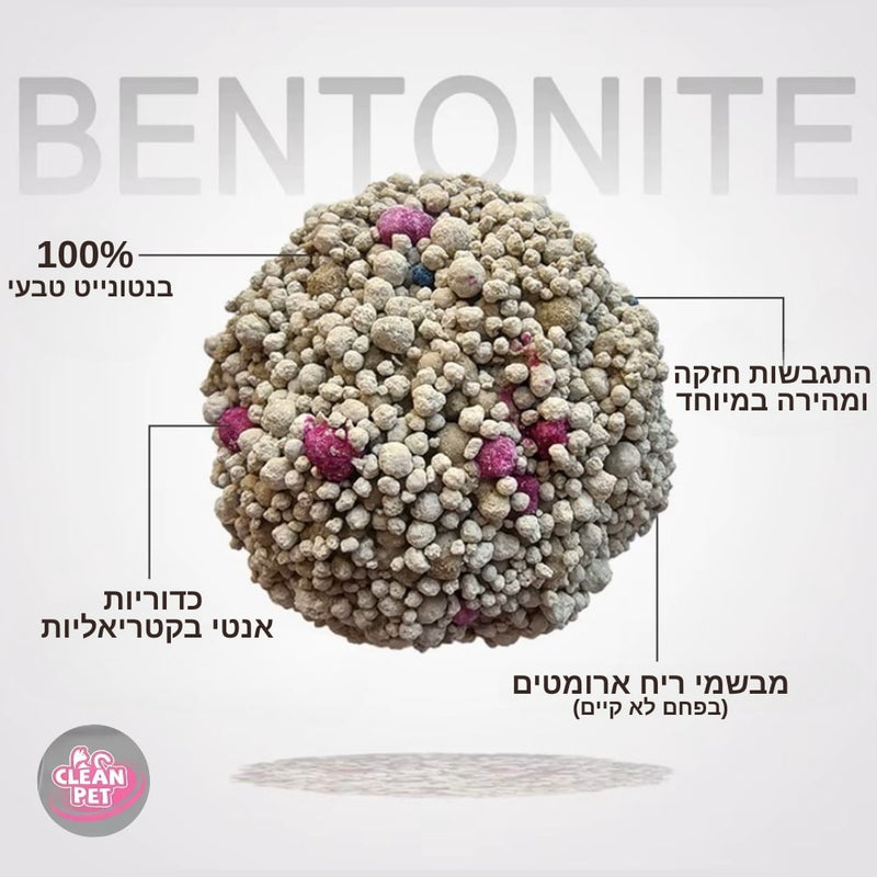 2 יח חול מתגבש איכותי לחתול בניחוח לימון קלין פט | 20ל' סה"כ