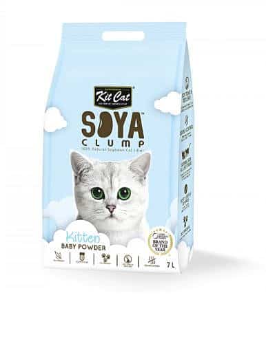 kit cat קיט קט חול סויה לחתול מתגבש ונשטף באסלה- טלק תינוקות 7 ליטר