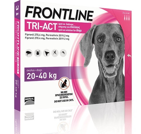 פרונטליין טרי אקט - אמפולה לטיפול בפרעושים, קרציות וזבוב החול לכלבים