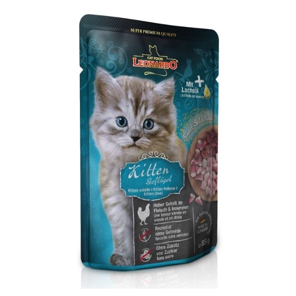 לאונרדו - פאוץ' מזון רטוב עם ציר ושמן סלמון במגוון טעמים לחתולים - 85 גרם
