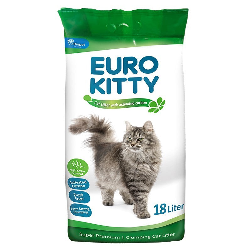 יורו קיטי ירוק - חול מתגבש בתוספת פחם אקטיבי לחתול