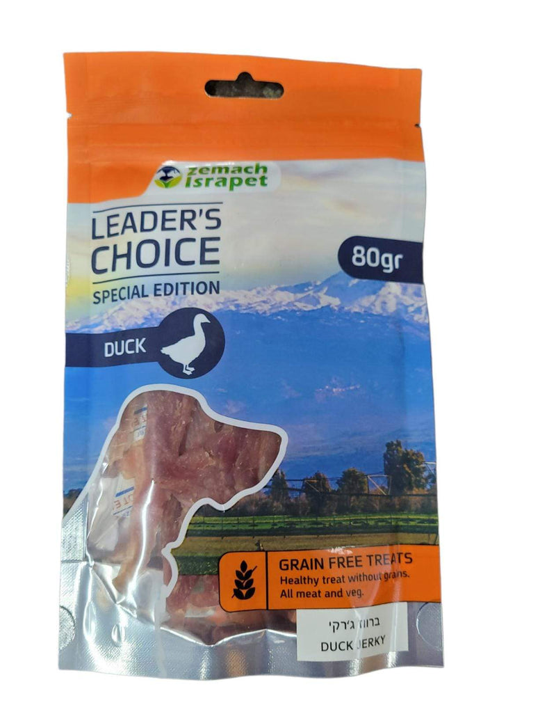 Leader's Choice לידרס צ'ויס - חטיף ללא דגנים לכלב - ברווז ג'רקי ללא עוף