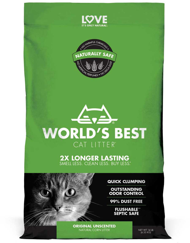 World's Best Cat Litter 6.4 ק״ג חול אורגני מתירס - ניתן להדחה באסלה - ללא ניחוח