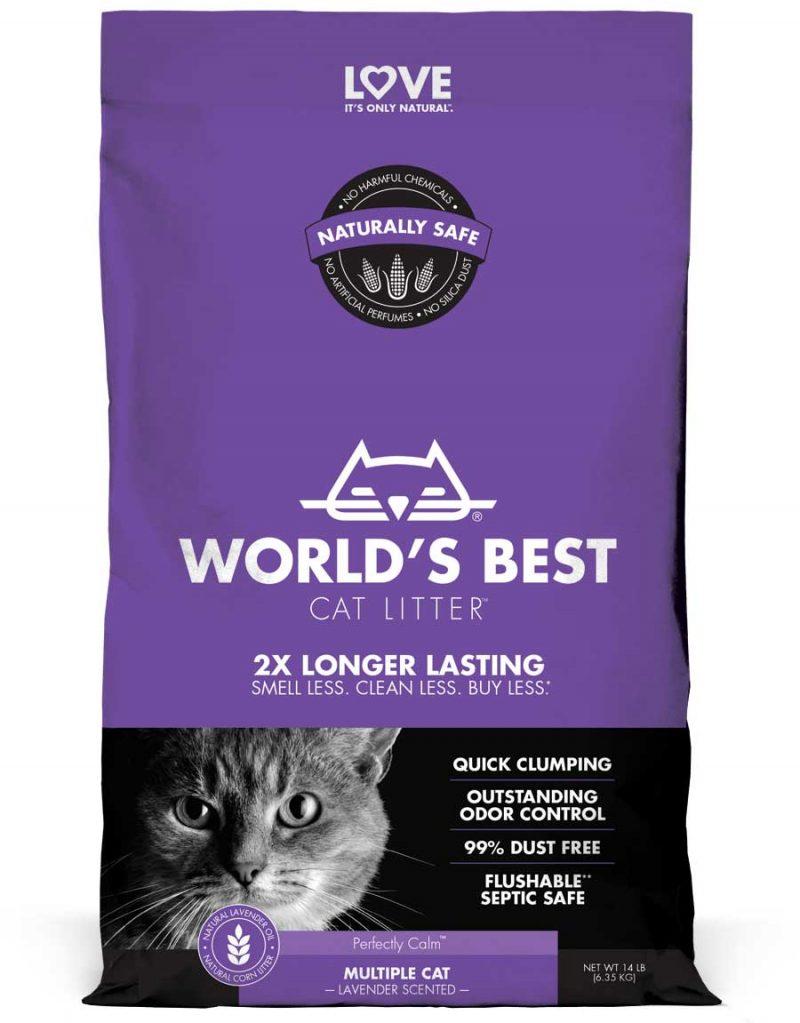World's Best Cat Litter 6.4 ק״ג חול אורגני מתירס - ניתן להדחה באסלה - ליותר מחתול אחד - בניחוח לבנדר